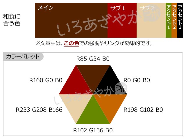 【茶色】「和食」をおいしく表現する配色