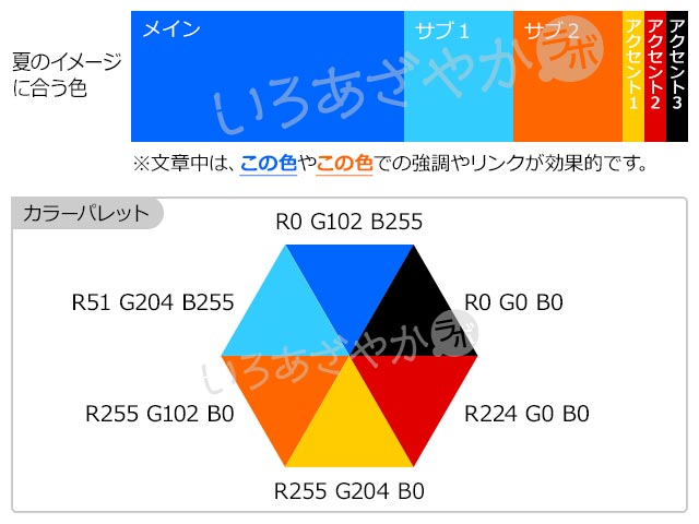 【青がメイン】夏を表現する色