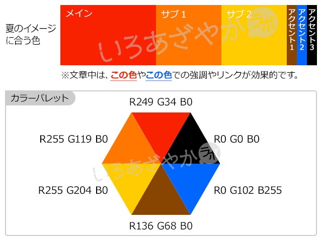 【赤】夏を表現する配色