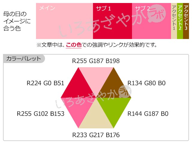 【ピンク】母の日を表現する配色